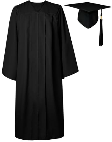 GraduatePro Abschluss Talar mit Hut Absolventen Robe Bachelor Uni Master Kostüm Geschenke Absolventen Akademischer Herren Damen Schwarz 51=M