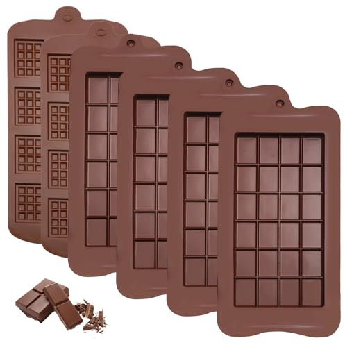 WOKICOR 6 Stück Silikon Schokoladenform Tafel, Brechbare Schokoladenformen, Silikon Schokolade Formen BPA-frei Chocolate Mold Antihaft-wiederverwendbare für DIY Protein und Energieriegel Schokolade