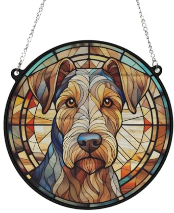 Airedale Terrier Stained Glass Effect Suncatcher Gift for Dog Lovers - 13cm