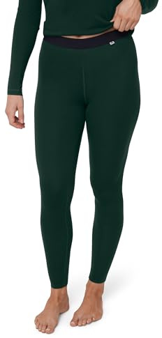 DANISH ENDURANCE Leggings Donna in Lana Merino, Pantaloni Termici, Pantacollant Invernali da Sci, Dark Green, L