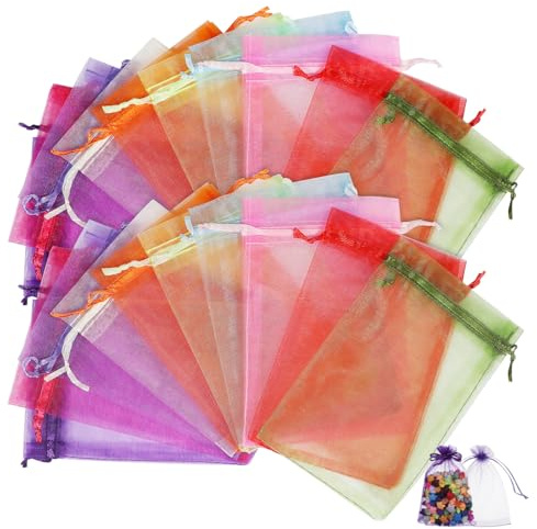Didiseaon 100piezas Bolsas De Organza Con Cordón Para Dulces Recuerdos De Boda y Joyería Bolsitas Pequeñas De Organza Para Empaquetar Golosinas y Regalos Individuales