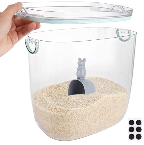 WOPPLXY Rice Storage Container 10kg, Large Capacity Rice Storage Dispenser 10kg, Plastic Storage Rice Box Bin Cereal Container with Airtight Lid and Measuring Cup for Kitchen
