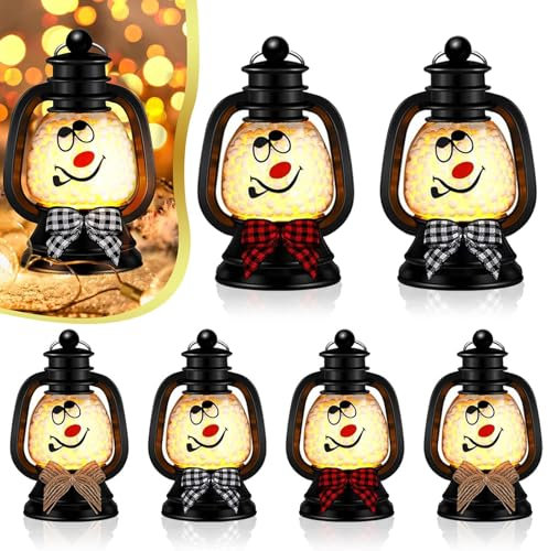 6 Stück Mini Weihnachtsdeko Laterne LED,Kleine Laterne Tischdeko Weihnachten,LED Weihnachtsbaum Deko,Weihnachtsdeko Innen,Christmas Decorations,Flammenlose Weihnachtskerzen