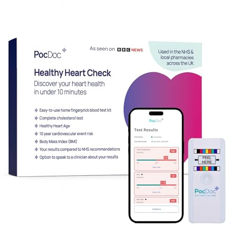 Cholesterol Home Test Kit | Accurate Results in just 10 Minutes, No Lab Visit Required | Quick and Simple Total Cholesterol Monitor | PocDoc Healthy Heart Check