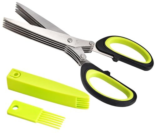 Tijeras para cebollas verdes multicapa - Tijeras de cocina de acero inoxidable, cizalla para cortar cebollas verdes y hierbas de acero inoxidable de 5 capas | Tijeras para cortar verduras, cubierta de