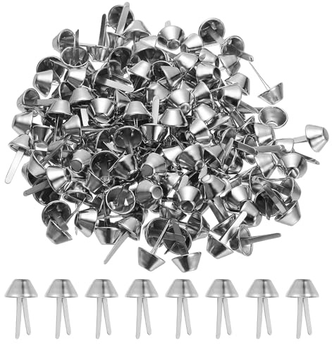 PATIKIL 200 Pcs Clous Métalliques Pieds Sac Couleur Argenté 0.4 x 0.7 Pouce | Pilote Clous À Pointes À Fond Plat, Pour Sac À Main Idéal Pour Sacs Décoration Vêtements Loisirs Créatifs
