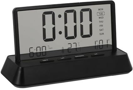 Lancoon Sveglia digitale LCD con 3 sveglie trasparente temperatura data visualizzazione settimana Snooze desktop semplice portatile facile da usare per la decorazione della casa camera da letto