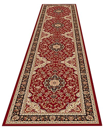Tapis de couloir rouge vintage pour couloir, couloir, porte, escalier, tapis étroit (100 x 500 cm)