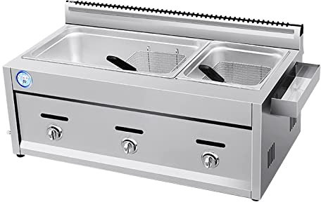 Friteuse à gaz professionnelle haute capacité en acier inoxydable pour cuisine frofessionnelle haute capacité en acier inoxydable pour cuisine familiale sur comptoir de restaurant commercial