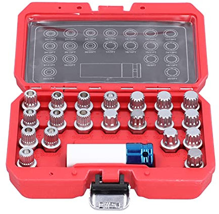 Torvex Wheel Lock Tool, 21pcs locking wheel nut socket set and lug nut removal kit Compatible with BMW E12 E21 E23 E24 E38 E81 alloy wheel bolt extractor for removing anti-theft wheel bolts