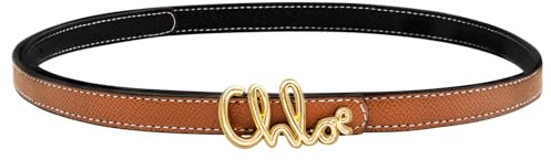 LJCZKA Reversible Hosengurt Damen Leder,Schlanker Adjustierbarer Hosengurt für Jeans, Kleider & Jacken (BraunGold)