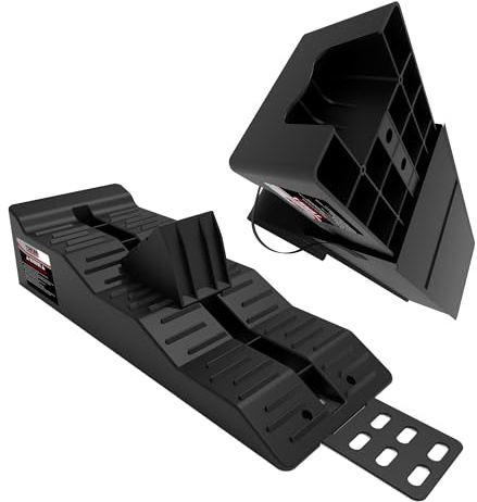 TOWKING Auffahrkeile für Wohnmobil -2PCS/1SET,Die maximale Tragfähigkeit beträgt bis zu 5 Tonnen - Auffahrkeile für Wohnwagen Wohnmobil & Anhänger (Schwarz Auffahrkeile&Keil&Tasche)