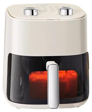 Easnuroz 5L Freidora De Aire para El Hogar Gran Capacidad Freidora De Aire Multifuncional Vaporizador Visual No-Flip Freidora Visual Funcionamiento con Doble Pomo