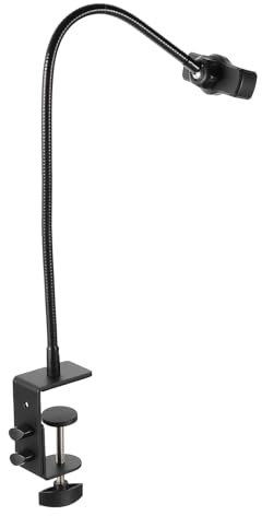 PATIKIL 19.7 Supporto Per Telefono A Collo D'Oca, Clip Regolabile A 360 Gradi Per Dispositivi Da 2.4-3.9 Supporto Da Tavolo O Letto, Nero