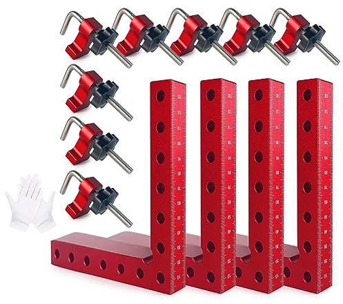 Paaruter Abrazadera de Esquina de Abrazadera 90 Grados - ÁNgulo Recto para CarpinteríA Paquete 4 Abrazaderas Esquina de AleacióN de Aluminio 5,5 Pulgadas Herramientas para Trabajar Madera