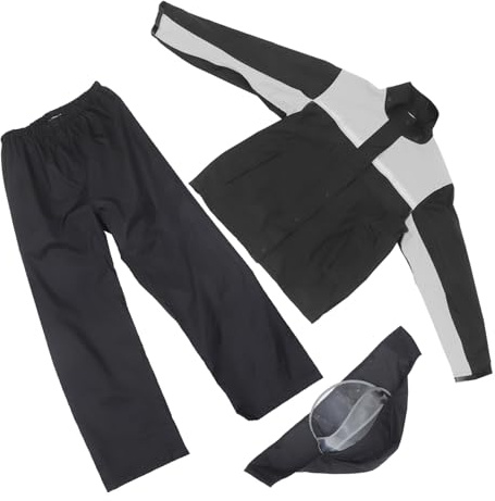 Completo Pioggia Moto Uomo Pu Adesivo 2xl Nero Grigio | Antivento, Facile da Togliere, per Uso Outdoor, Taglio Semplice, Adatto a Motociclista Adulto