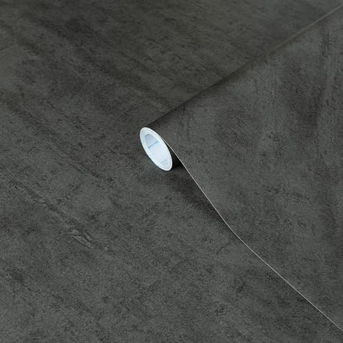 Papier peint vinyle gris 60 x 500 cm – Pour meubles de cuisine – Rouleau en plastique adhésif pour plan de travail – Papier contact effet béton pour placard, table et placard – Amovible