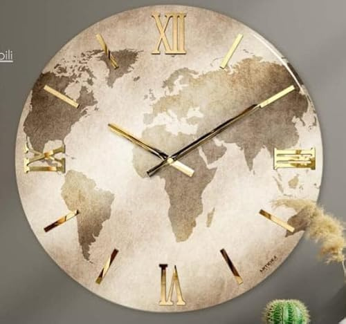 Generico Orologio da Parete, Soggiorno, Cucina, Moderno,Effetto marmo, Base legno, Lavorazione a resina, Numeri a rilievo, Diametro disponibile 40/60/80/100 cm, Made in Italy (40)