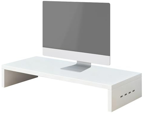 Zahoken Support Écran, Support D'écran avec 4 Ports USB, Tablette De Ventilation Surélevée, pour Ordinateur Portable Et Station De Travail, pour Jeu Travail Étude Salle De Jeu École Dortoir Clavier