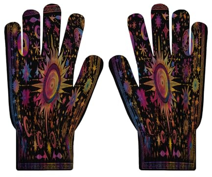 SMBHIAON Sonne Mond Handschuhe Herren Damen Bunt Touchscreen Strickhandschuhe Flexible und Angenehm Weiche Elastisch Fingerhandschuhe Geeignet für Winter Running und Outdoor Aktivitäten