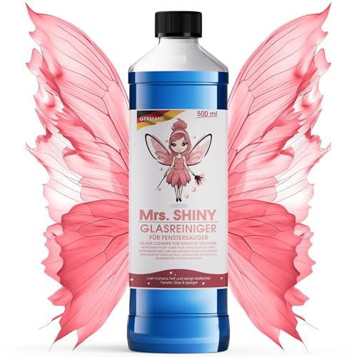 MRS. SHINY® Limpiador de Cristales Para Aspiradoras de Ventanas [500ML] - Sin Aclarado - Limpiacristales Profesional - Fórmula Sin Espuma - Brillo Perfecto Sin Marcas - Ideal para Vidrios & Espejos