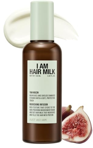 JUST AS I AM Hair Milk (4.39 fl oz) – Amino Acid Complex Heat Styling Care for Smooth, Soft, and Manageable Hair Finish