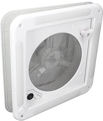 MasYosh Ventilatore da Tetto per, Aspiratore Reversibile in ABS 12V 3,6W con 4 Luci a LED e Rete per Insetti, per Ventilatore da Soffitto per Ventilazione Aria Barca per