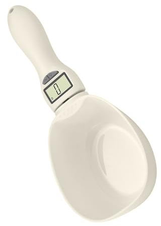 GRIRIW Cucchiaio Dosatore Elettronico da Cucina 800g Bilancia Alimentare Digitale Portatile Multifunzione Beige per Alimenti e Cibo per Animali Domestici