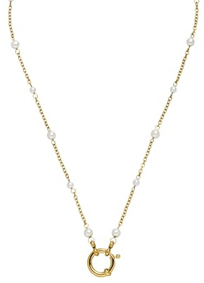Purelei Charm Kette mit Perlen | Verstellbare Edelstahlkette mit Muschelperlen | Individuell mit Charms kombinierbar | Eleganter Look für Alltag & besondere Momente