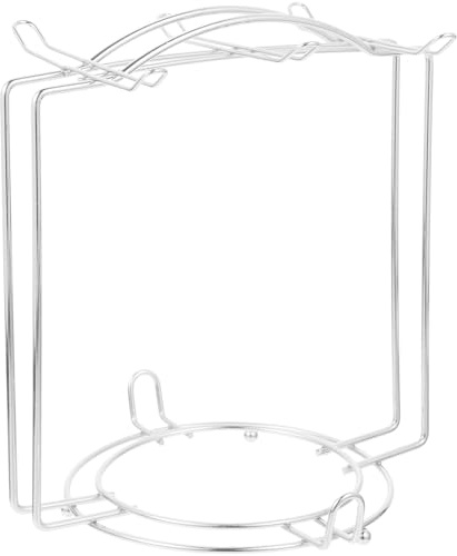 POPETPOP Coffee Cup Holder 6 Hooks Iron Rack with Saucer Stand for Kitchen Counter Tea Cup Display Organizer Silver