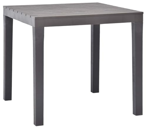 HGBNMER Mocca Plastic Lightweight Outdoor Garden Dining Table 30.7 Inch Square Slatted Design Synthetic Material Easy to Move and Maintain