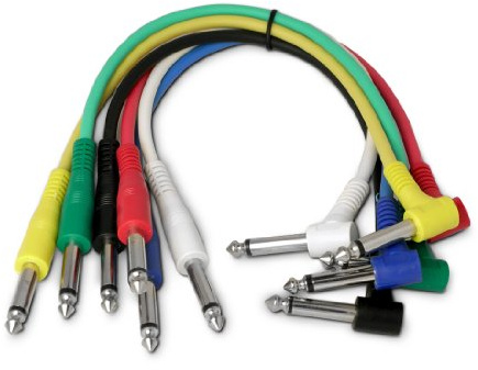 Snakebite 6 Professional Patch Cables. Mono, straight to right angled, jack to jack connectors. Ideal for linking guitar effects pedals or use on studio patchbays (0.3m)