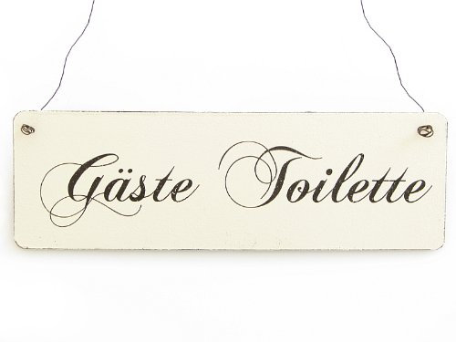 Interluxe Holzschild GÄSTETOILETTE Vintage Deko Schild Türschild Shabby Nostalgie Landhaus Impression