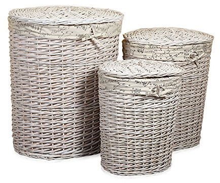 Melko Wäschekorb Wäschetruhe Wäschesortierer Wäschebox Truhe Rund Sammler Natur Weide