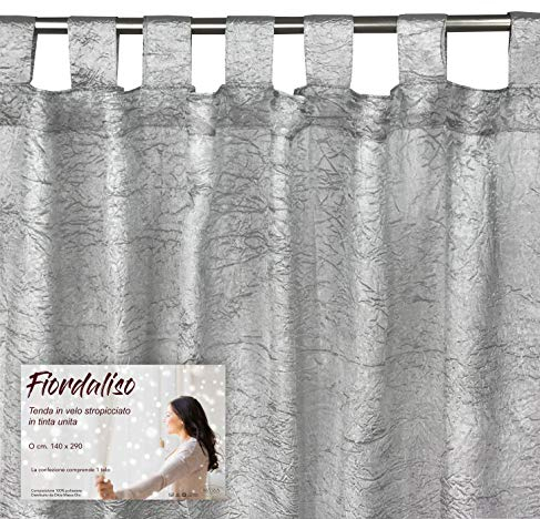 Cortinas para dormitorio | Cortina aciano de color liso | 100% poliéster | 140 x 290 cm confeccionada (gris)