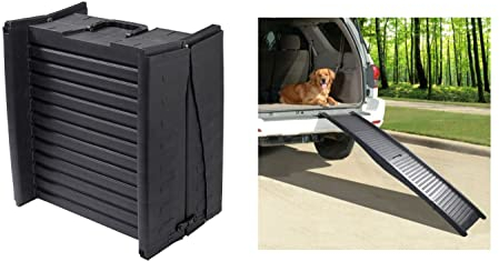 BURI Hunderampe Auto klappbar bis 50kg 152x40cm leichte Einstiegshilfe große Rampe Auto Hunde Treppe Hund Auto Hundetreppe Dog Stairs Dog ramp rutschfest grau einsteighilfe klapp Tiertreppe stabil