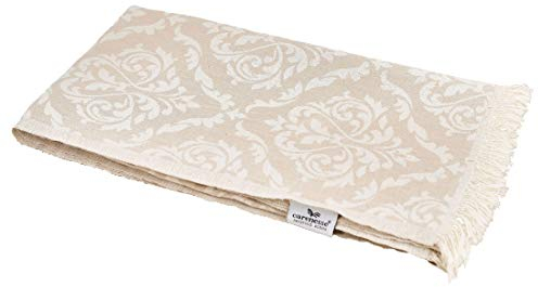 Carenesse Jacquard Hamamtuch Barock 90 x 175 cm beige I Edles Hamam Handtuch 100% saugfähige Baumwolle mit hochwertiger Webung I Pestemal/Fouta weich & zart I Leichtes Hamam Strandtuch kompakt