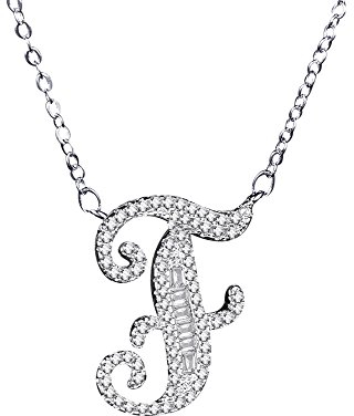 Uloveido Frauen Glück Buchstaben F Halskette mit Anfangs Anhänger Halskette für Kinder Mädchen Mom Freund Weißes Gold Überzogen Jewlery Geschenk NL025