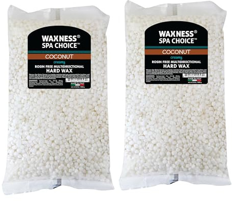 Waxness Spa Choice Rosin Free Multidirectional Hard Wax Coconut 2.2 lb / 1 kg Pack of 2 (4.4 lb)