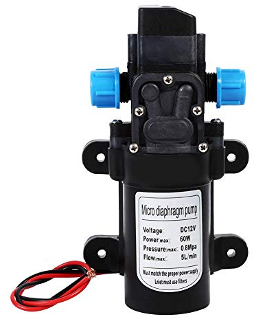 VOBOR Wasserpumpe 12V, 60W 116Psi 5L / Min Hochdruck Wasserpumpe, Selbstansaugende Membranpumpe für Wasser bei Bedarf für Wohnmobil, Yacht, Garten, Camper