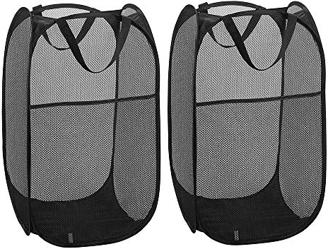 WD&CD Set di 2 Portabiancheria Pieghevole, Cesto per Biancheria con Manici, Borse Organizer per Vestiti Sporco, Giocattoli, Bagno, Camera da lettoGiochi, Accessori, Nero