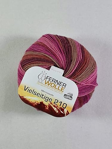 Ferner Wolle Merinowolle Vielseitige 210, V319/19 Sockenwolle 50g 210m mit Merino und Farbverlauf nicht nur zum Socken stricken oder häkeln