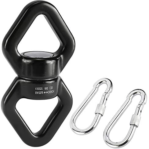 MALAYAS 30kN 360° Rotator Swing Spinner Sicherheitsgerät Drehgerät Karabiner für Kletterhängematte (schwarz)