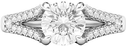 Sterling Silver Split Shank Trellis Simulated 1.0 CT Diamond Engagement Ring Promise Bridal Ring For Women (M)