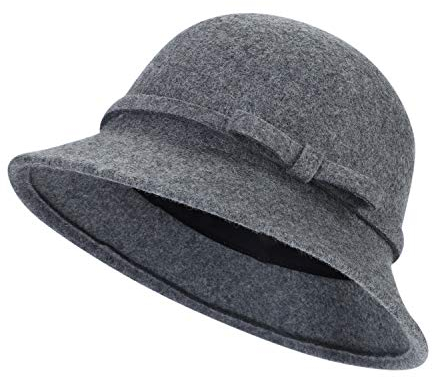 Glockenhut Vintage Wolle Wintermütze Damen Winter Filzmütze Warm Wollmütze Elegant Winterhut Filz Damenmütze Klassisch Wollhut mit Schleife Damenhut Einheitsgröße Schlapphut für Reisen Freizeit