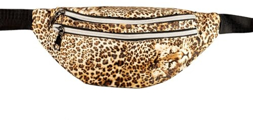 WILBERS & WILBERS - Bauchtasche mit Leoparden Motiv | Hüfttasche, Animal Print, Accessoire für Festival, Karneval, 80er Jahre Outfit