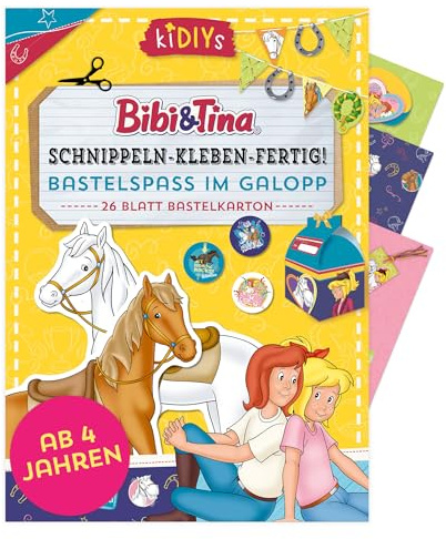 Schnippeln – Kleben – Fertig! Bibi & Tina - Bastelspaß im Galopp: Bastelpapier für kreative Pferde-Freundinnen ab 5 Jahren - 26 Blatt Bastelkarton im DIN A4 Format