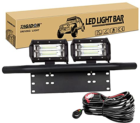 RIGIDON 2 Pcs 5 zoll 13cm 72W led arbeitsscheinwerfer mit 12V kabelbaum und kfz kennzeichenhalterung, Außen led flutlichtstrahler offroad beleuchtung für Auto SUV LKW, 4x4 Fahrzeuge, 6000K Weiß