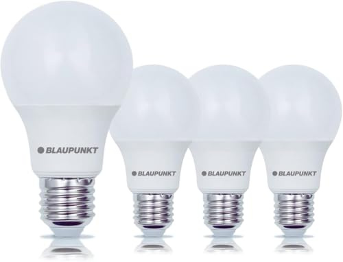 Blaupunkt E27 LED Leuchtmittel A60 Neutralweiß | 6W (60W Ersatz), 600 Lumen | 4000K | Nicht-Dimmbar Matt | E27 Edison Schraubgewinde | Kosteneffiziente Beleuchtung – 4er Pack | 25.000 Stunden Lebensdauer, Nicht dimmbar, Energiesparend, 230 Grad Ausleuchtung – für Deckenleuchten und Treppenabsätze