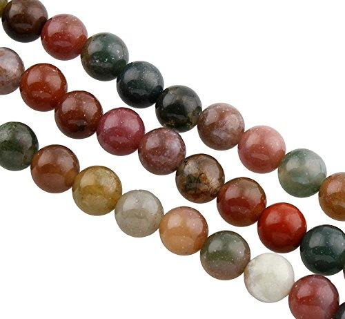 Perlin Natur Indische Achat Perlen 8mm 6mm und 4mm Bunte Rund Edelsteine Halbedelstein Schmuckperlen Schmuckstein für DIY Kette 25 Stück